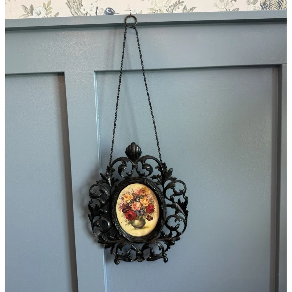 Vintage Black Ornate Hanging Picture Frame Victorian Baroque Wall Frame 4x5